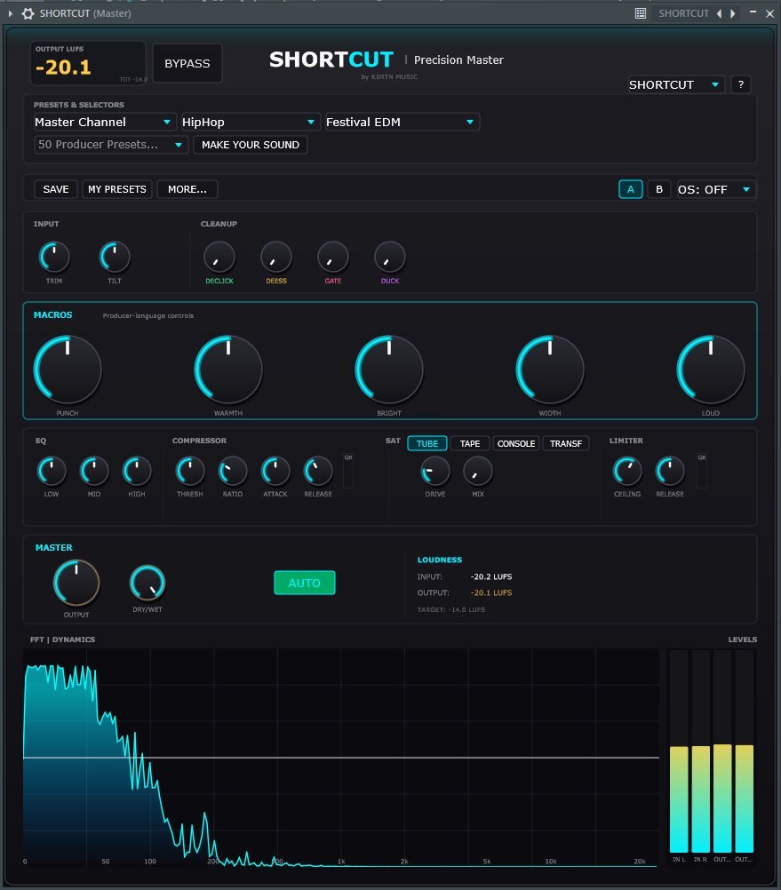 SHORTCUT plugin interface — Dark theme